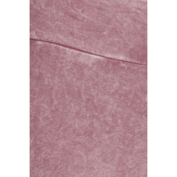 Dusty Rose Mineral Wash French Terry Flared Bell Bottom Pull On Pants w/ Pockets - Picture 4 of 5